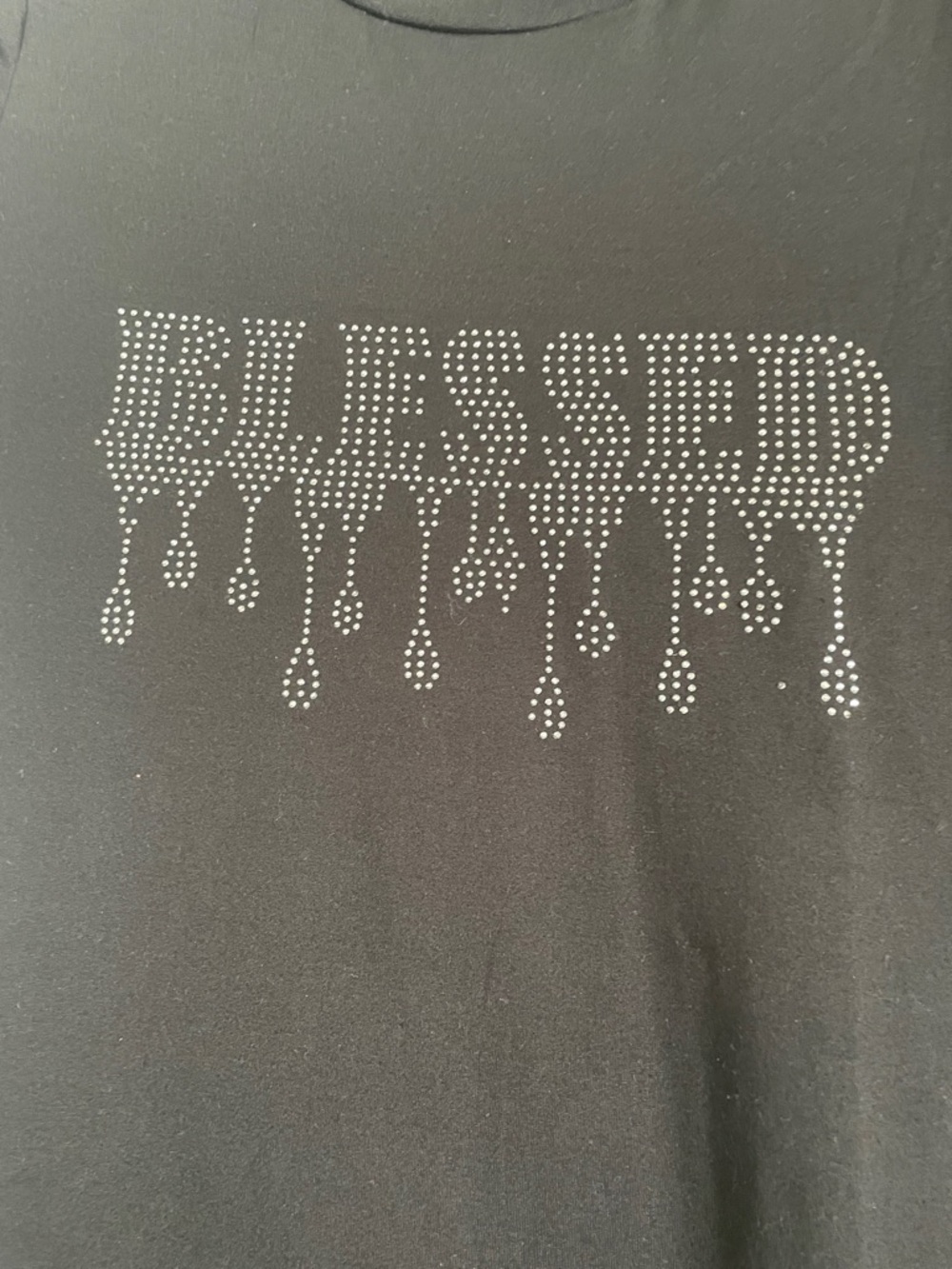 Black 'BLESSED' Rhinestone Tee Dress - Picture 3 of 4
